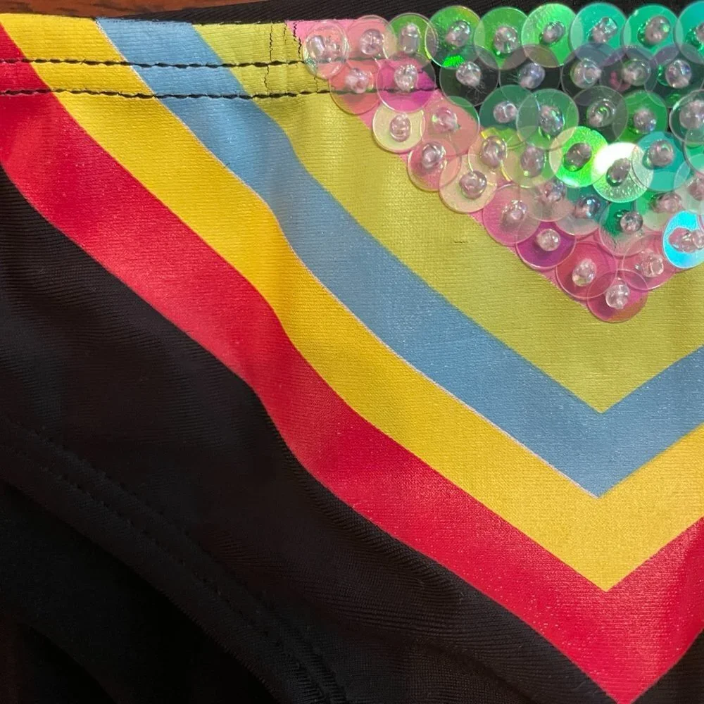 NWOT - FLAWED - PilyQ Girls Rainbow Heart Sequined Halter Bikini Sz. 16